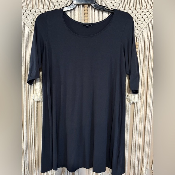 Eileen Fisher Minimalist Gray Knit Short Sleeve Dress Business Office Size XL - Picture 1 of 6